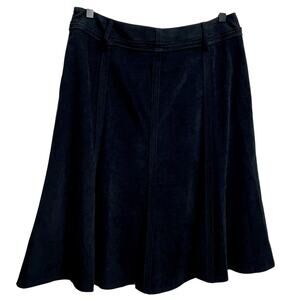 Vintage 90s Women's Larry Levine Black Paneled Midi Faux Suede Skirt - Sz 12